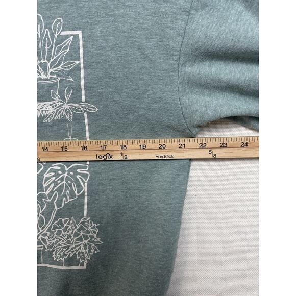 Women’s Sweatshirt Sz M Sage Green Plants Gardening Graphic Long Sleeve Casual - Picture 9 of 11